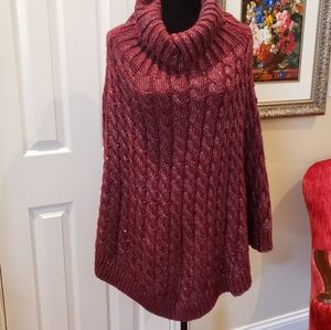 Burgandy Maroon Poncho by Cato